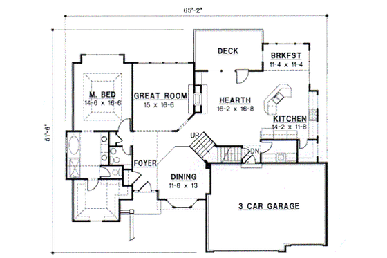 Floor Plan - Main Floor for Traditional House Plan #67-433 - 4 bed, 3.5 bath