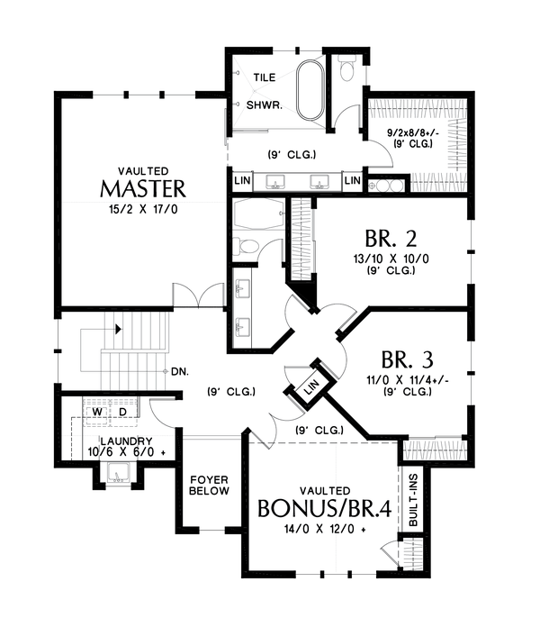 Contemporary Floor Plan - Upper Floor Plan #48-1035