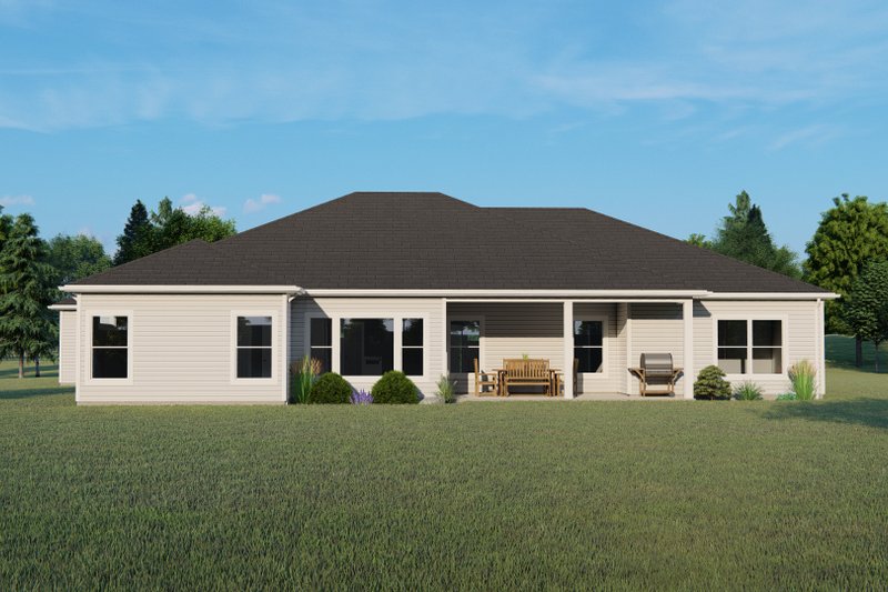 Architectural House Design - Exterior - Rear Elevation for Ranch House Plan #1064-178 - 3 bed, 2.5 bath