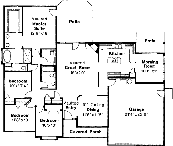 House Plan - 4 Beds 2 Baths 1970 Sq/Ft Plan #124-279 - Houseplans.com