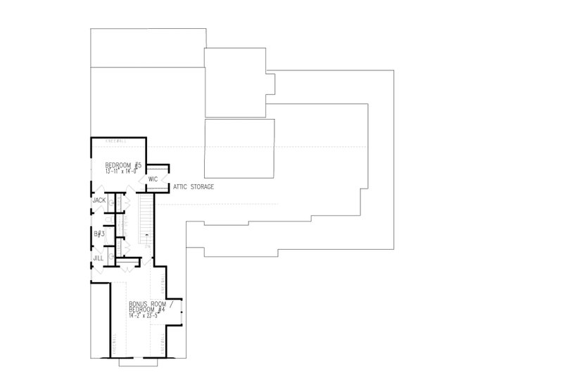 House Blueprint - Floor Plan - Upper Floor for Traditional House Plan #54-427 - 5 bed, 4.5 bath