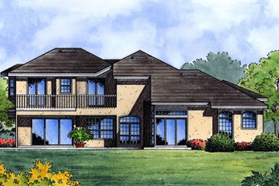 Exterior - Rear Elevation for Mediterranean House Plan #417-346 - 4 bed, 3 bath