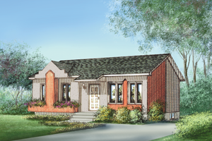Cottage Exterior - Front Elevation Plan #25-4847