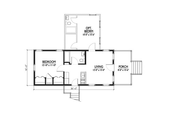 Floor Plan - Main Floor for Cottage House Plan #514-20 - 2 bed, 2 bath