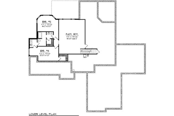 Floor Plan - Lower Floor for Traditional House Plan #70-1007 - 4 bed, 3 bath