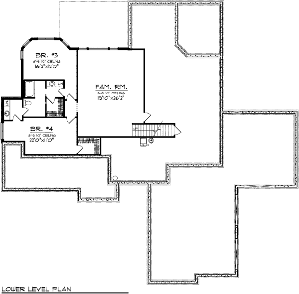 Traditional Floor Plan - Lower Floor Plan #70-1007