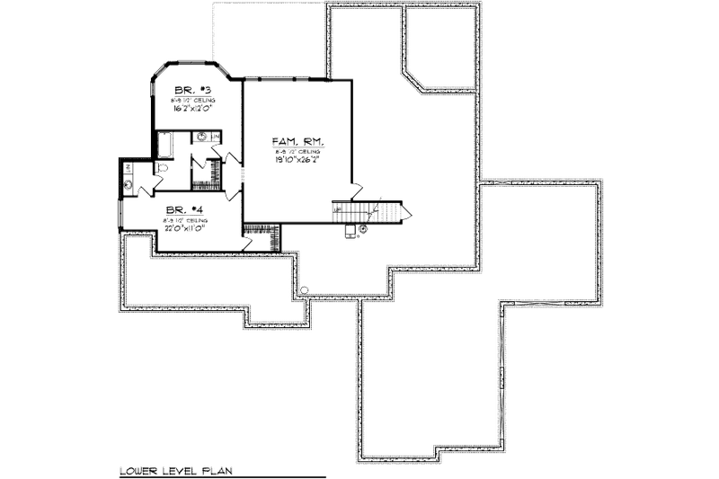 Dream House Plan - Floor Plan - Lower Floor for Traditional House Plan #70-1007 - 4 bed, 3 bath