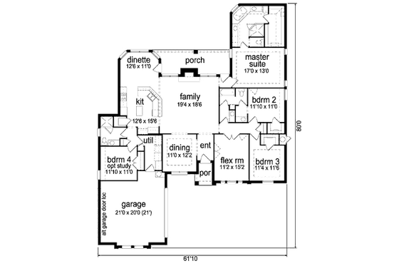 Floor Plan - Main Floor for Traditional House Plan #84-274 - 4 bed, 3 bath