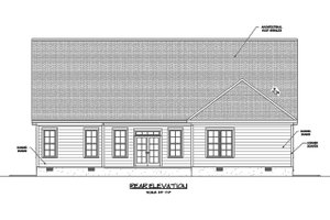 Exterior - Rear Elevation for Ranch House Plan #1071-21 - 4 bed, 3.5 bath