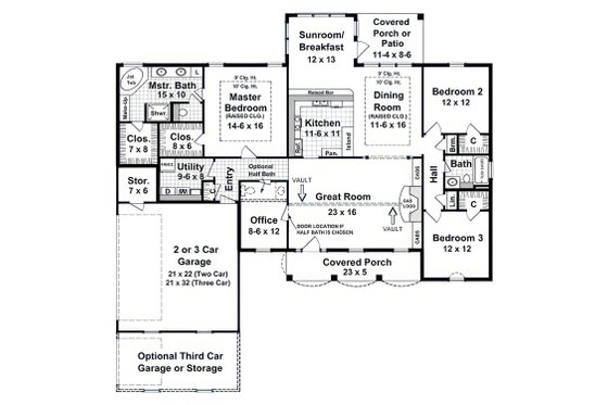 Floor Plan - Main Floor for Country House Plan #21-611 - 3 bed, 2 bath