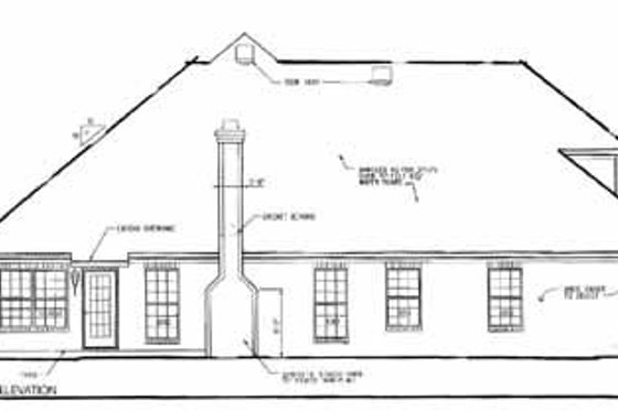 Exterior - Rear Elevation for European House Plan #15-201 - 3 bed, 2.5 bath