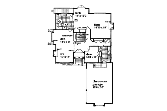 Floor Plan - Main Floor for European House Plan #47-485 - 4 bed, 2.5 bath