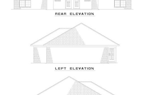 Exterior - Rear Elevation for Southern House Plan #17-1094 - 2 bed, 1 bath