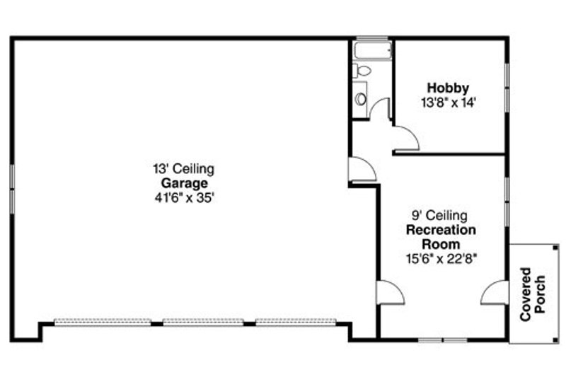 Home Plan - Floor Plan - Main Floor for Craftsman House Plan #124-796, 1 bath