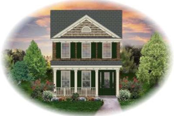 Exterior - Front Elevation for Traditional House Plan #81-1363 - 2 bed, 2.5 bath