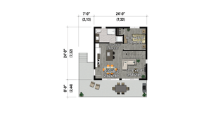Floor Plan - Main Floor for Cabin House Plan #25-4968 - 2 bed, 1 bath