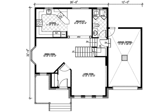 Floor Plan - Main Floor for European House Plan #138-150 - 3 bed, 1.5 bath