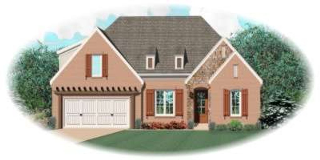 Exterior - Front Elevation 2 for European House Plan #81-1154 - 3 bed, 3 bath