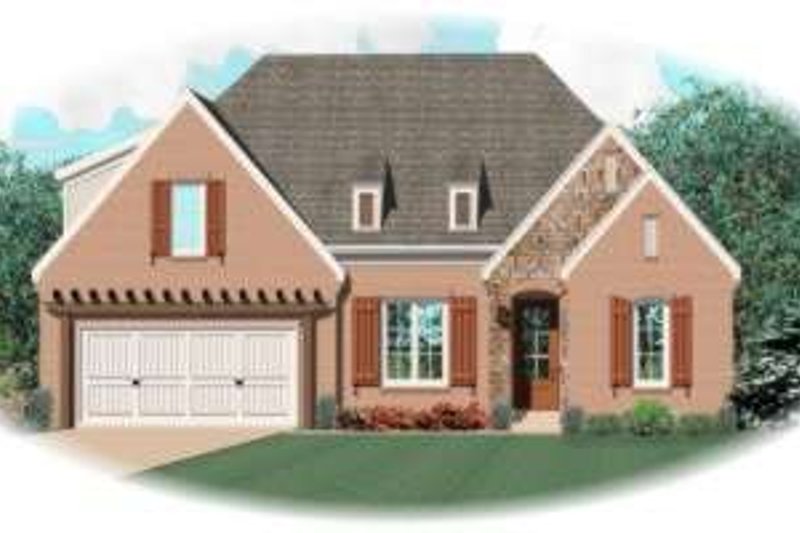 Exterior - Front Elevation 2 for European House Plan #81-1154 - 3 bed, 3 bath