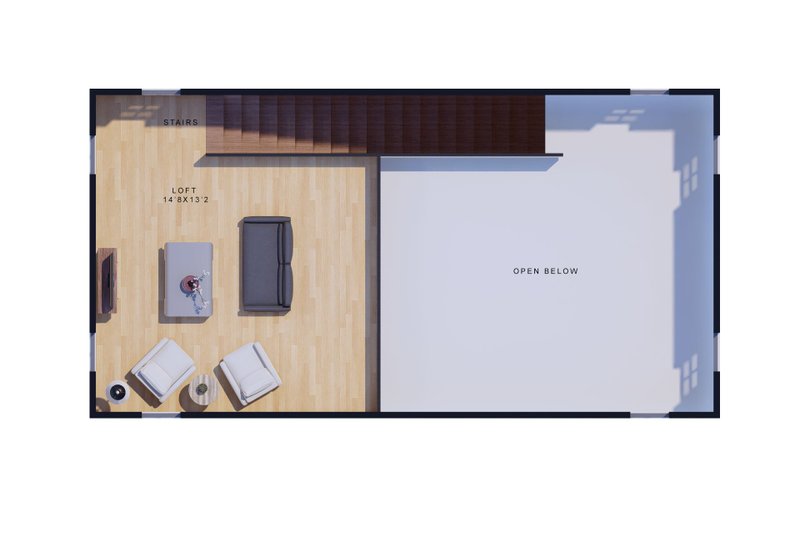 House Design - Floor Plan - Upper Floor for Contemporary House Plan #1110-1 - 1 bed, 1.5 bath
