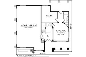 Floor Plan - Main Floor for Bungalow House Plan #70-1058 - 3 bed, 3 bath