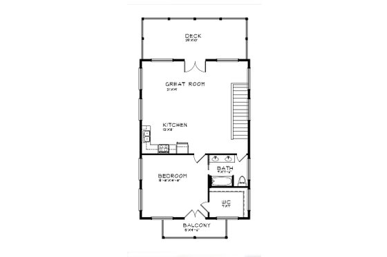 Floor Plan - Upper Floor for Barndominium House Plan #515-50 - 1 bed, 2 bath