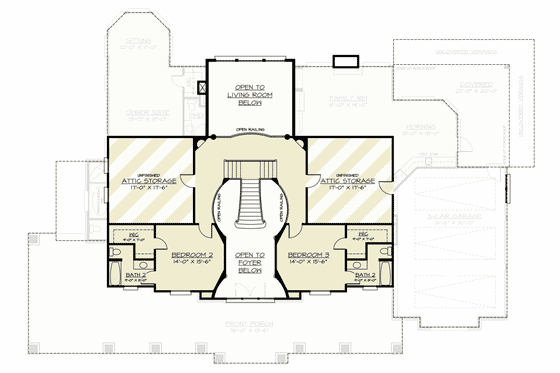 Floor Plan - Upper Floor for Farmhouse House Plan #119-454 - 3 bed, 3.5 bath