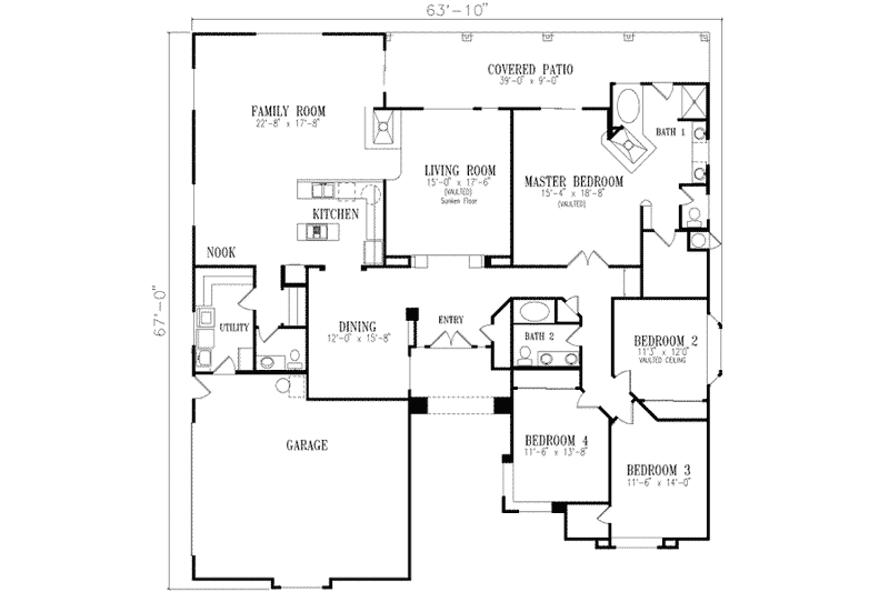 Dream House Plan - Floor Plan - Main Floor for Mediterranean House Plan #1-681 - 4 bed, 2.5 bath