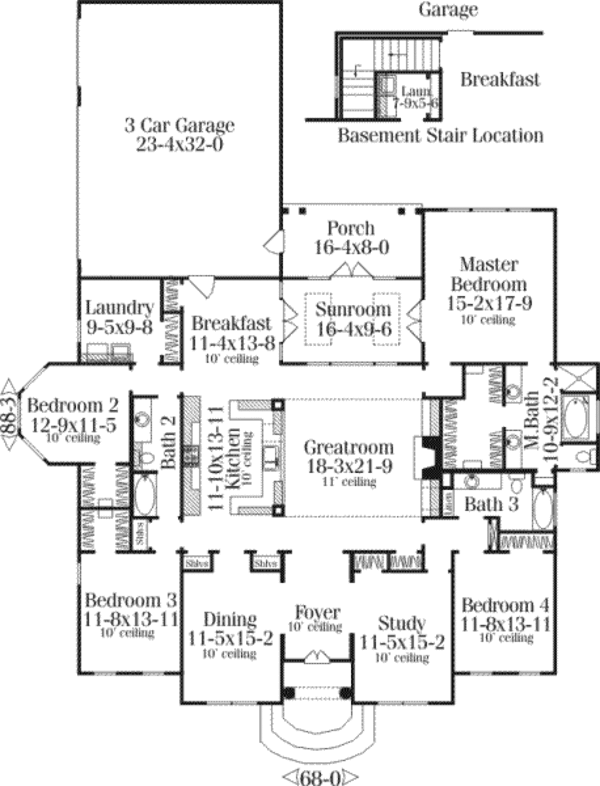 House Blueprint - European Floor Plan - Main Floor Plan #406-111