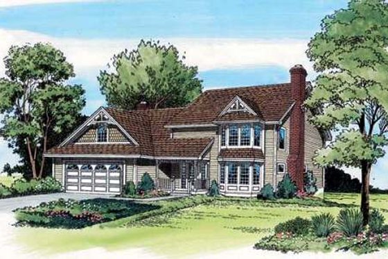 Exterior - Front Elevation for Colonial House Plan #312-594 - 3 bed, 2.5 bath