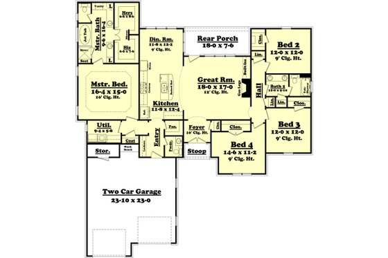 Floor Plan - Main Floor for Traditional House Plan #430-75 - 4 bed, 2.5 bath