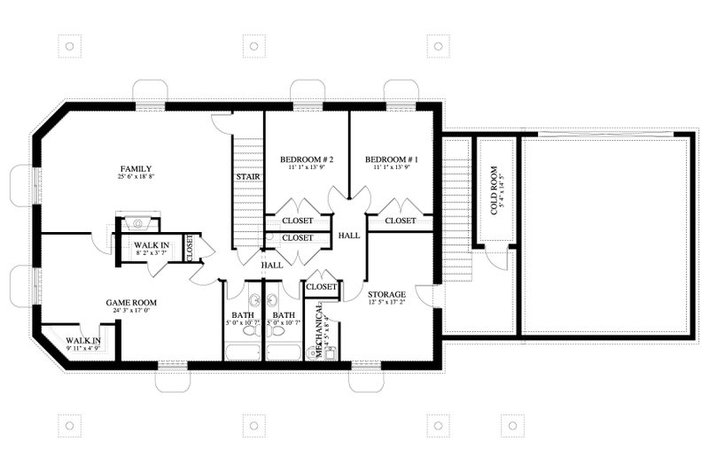 Home Plan - Floor Plan - Lower Floor for Log House Plan #1060-306 - 4 bed, 4 bath
