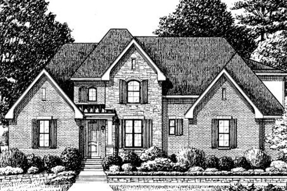 Exterior - Front Elevation for European House Plan #34-222 - 4 bed, 3 bath