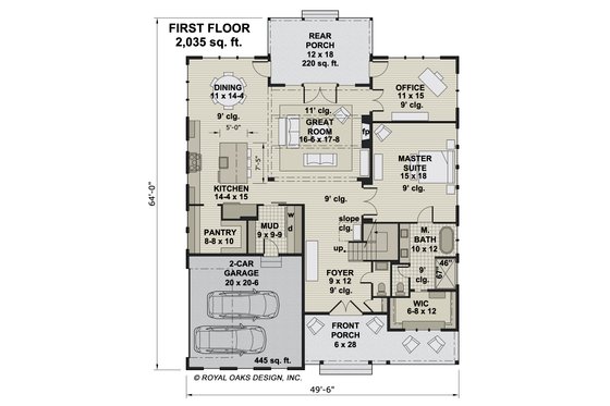 Floor Plan - Main Floor for Farmhouse House Plan #51-1213 - 4 bed, 3.5 bath