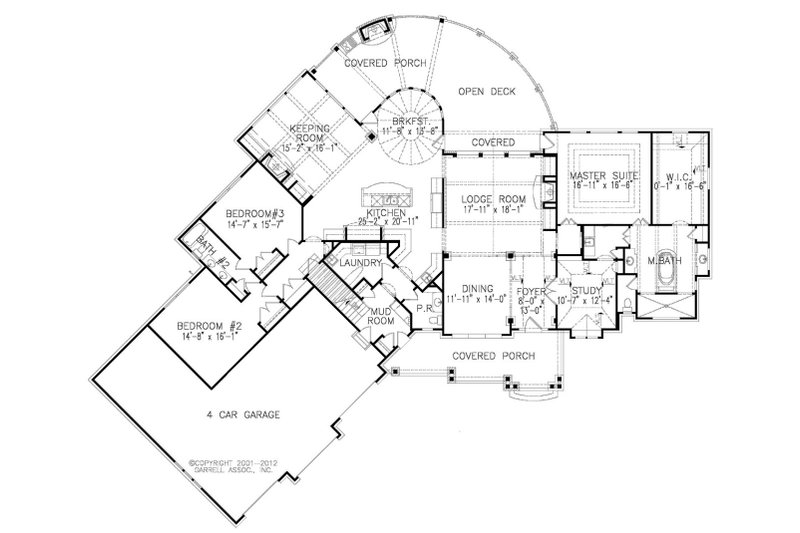 House Blueprint - Floor Plan - Main Floor for Craftsman House Plan #54-496 - 4 bed, 3.5 bath