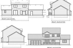 Exterior - Rear Elevation for Country House Plan #100-419 - 4 bed, 2.5 bath