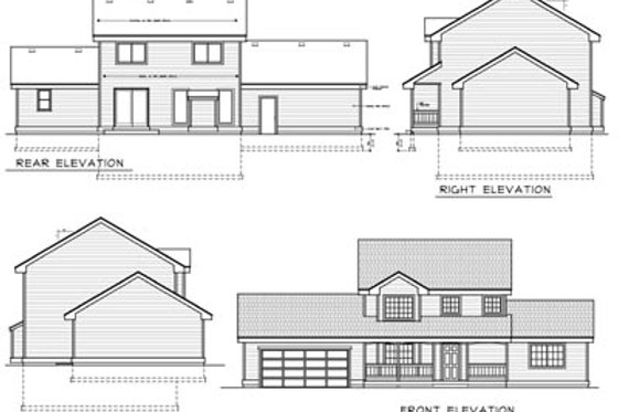 Exterior - Rear Elevation for Country House Plan #100-419 - 4 bed, 2.5 bath