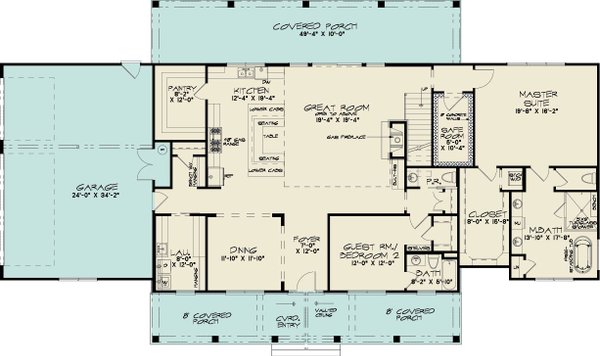Architectural House Design - Floor Plan - Main Floor for Country House Plan #923-499 - 4 bed, 3.5 bath