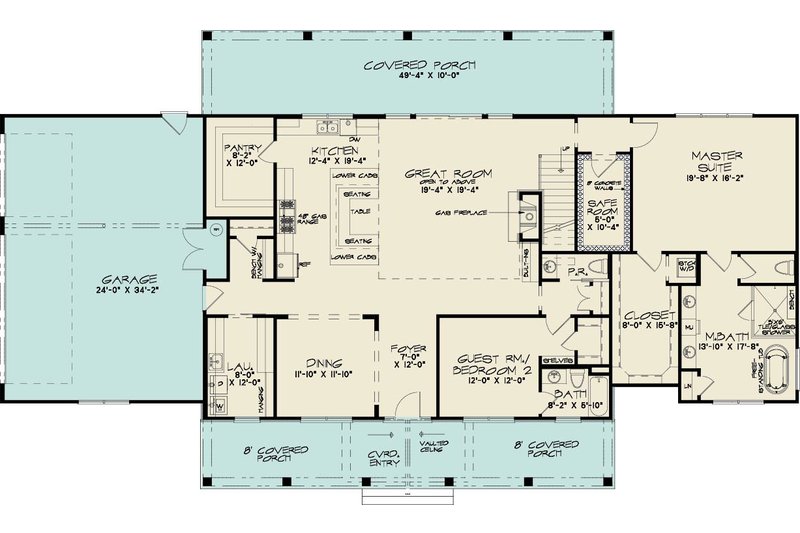 Architectural House Design - Floor Plan - Main Floor for Country House Plan #923-499 - 4 bed, 3.5 bath