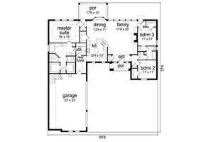 Floor Plan - Main Floor for Traditional House Plan #84-624 - 3 bed, 2 bath