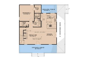 Floor Plan - Main Floor for Cabin House Plan #923-453 - 2 bed, 2 bath