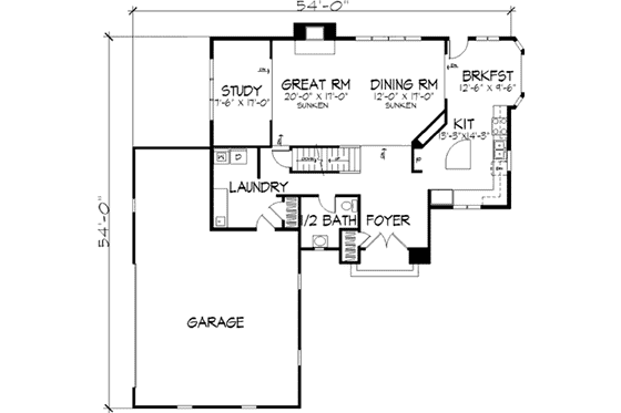 Floor Plan - Main Floor for European House Plan #320-298 - 3 bed, 2.5 bath