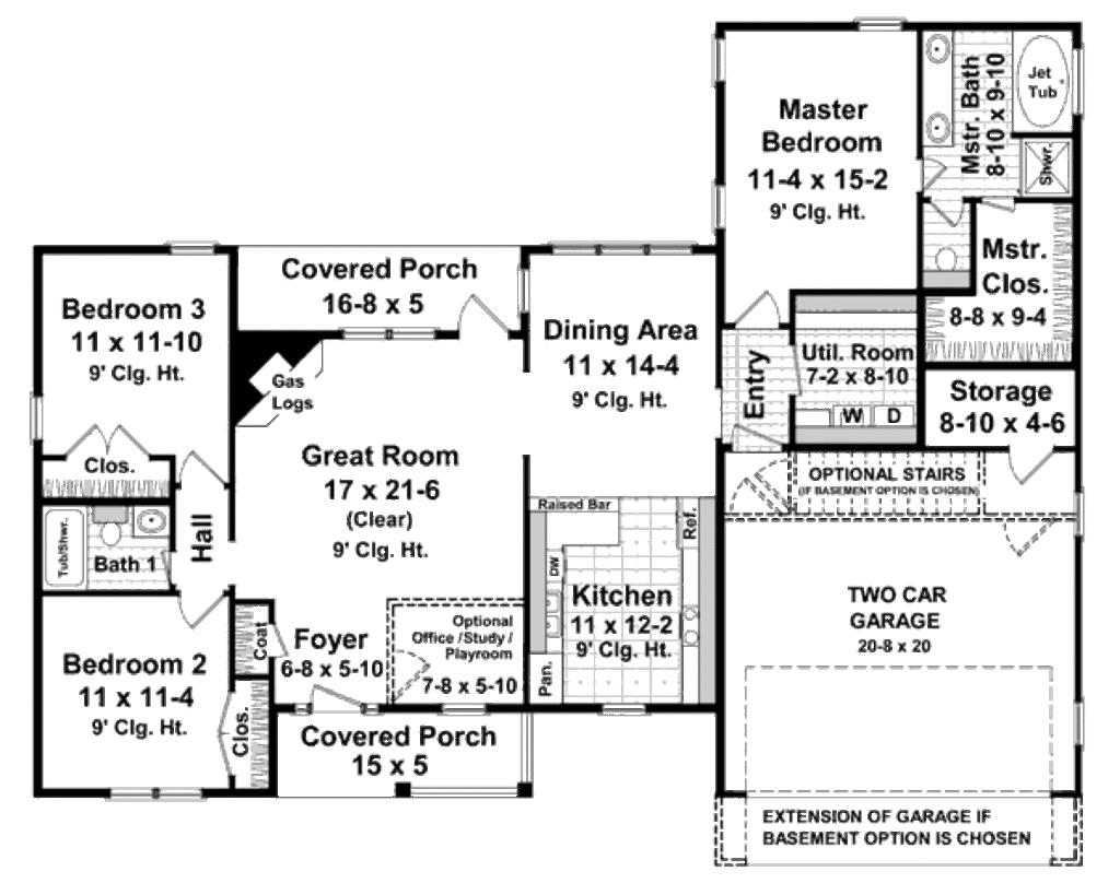 Ranch Style House Plan 3 Beds 2 Baths 1600 Sq/Ft Plan