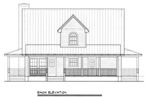 Exterior - Rear Elevation for Country House Plan #140-108 - 3 bed, 2 bath