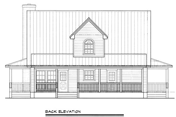 Exterior - Rear Elevation for Country House Plan #140-108 - 3 bed, 2 bath