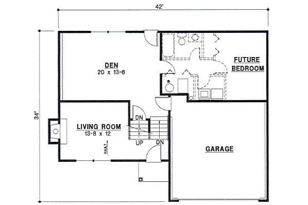Traditional Floor Plan - Lower Floor Plan #67-117