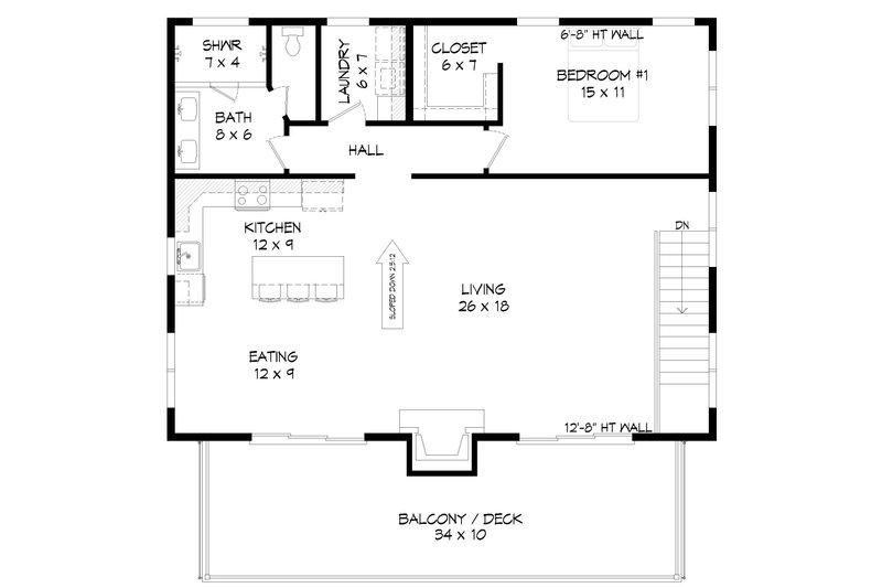 Dream House Plan - Floor Plan - Upper Floor for Contemporary House Plan #932-297 - 1 bed, 1.5 bath