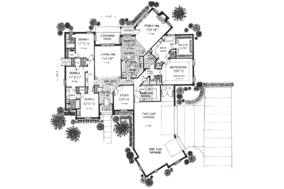 Floor Plan - Main Floor for European House Plan #310-330 - 4 bed, 3.5 bath