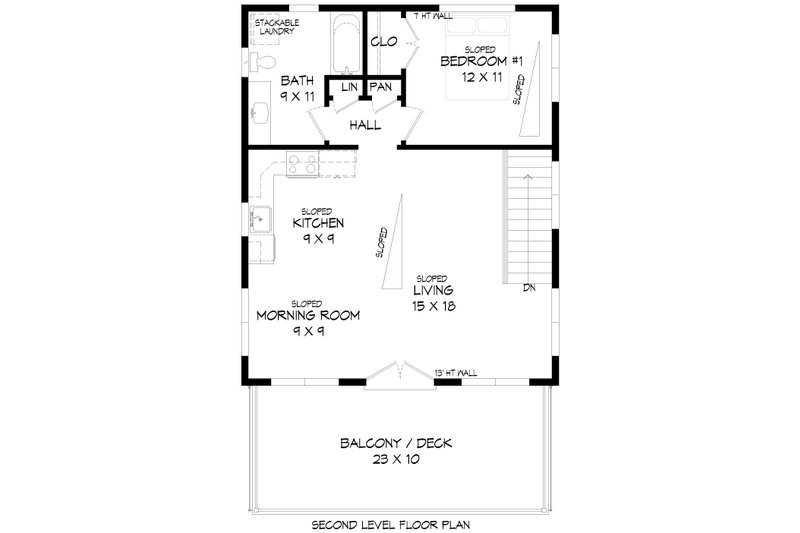 House Plan Design - Floor Plan - Main Floor for Contemporary House Plan #932-1098 - 1 bed, 2 bath