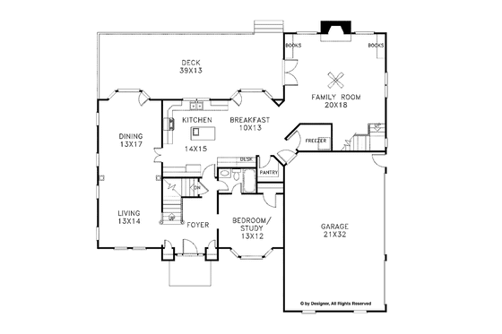 Floor Plan - Main Floor for Mediterranean House Plan #56-649 - 4 bed, 0 bath